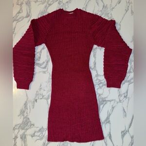 Women's knitted mini dress with big sleeves